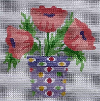 144j Jean Smith Designs  SIMPLY SUMMER POPPIES  8" Square 13 Mesh