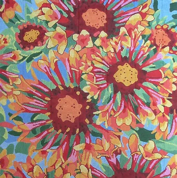 145 Jean Smith Designs  BLANKET FLOWER RUG, 34" x 50", 10 mesh