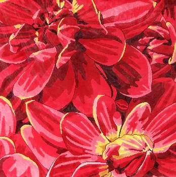 160c Jean Smith Designs RED DAHLIA RUG, 35" sq., 10 mesh 