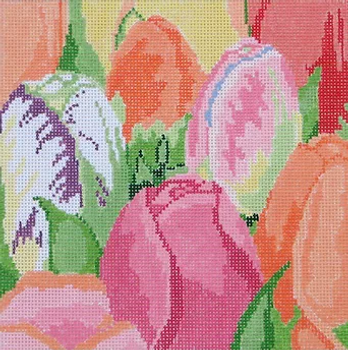 169d Jean Smith Designs SMALL TULIP FIELD #2  8" sq., 13 mesh