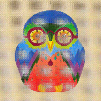 ED-17081B Hooter Baby Owls B- Orange with glasses 18g,3”x4 DeDe's Needleworks