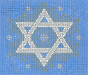 JT012B Two A T Design Judaic Designs by Tonya TEFILLIN Size: 9.5 x 8, 13g Fancy Star Periwinkle/Silver