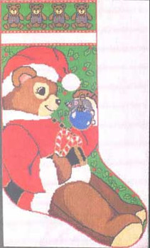 5009 Teddy Santa Stocking 13 Mesh 12x21 Treglown Designs