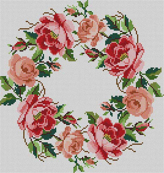 G-588 Rose Wreath 13 Mesh 101⁄2 x 11 Treglown Designs