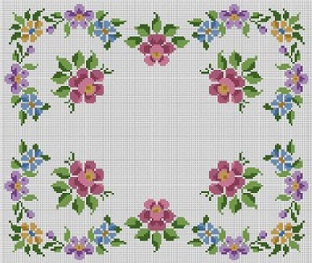 H-105 Rose & Flowers 18 Mesh 71⁄2 x 71⁄2 Treglown Designs