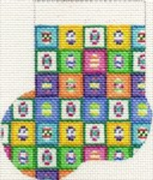 ab153 A. Bradley easter patchwork Mini-Sock 3 x 4 18  Mesh