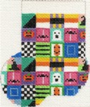 ab154 A. Bradley halloween patchwork Mini-Sock 3 x 4 18 Mesh