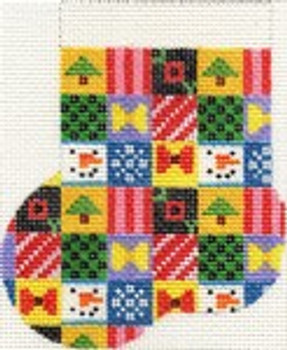 ab154a A. Bradley christmas patchwork Mini-Sock 3 x 4 18 Mesh