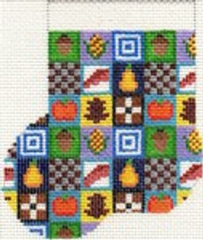 ab154b A. Bradley thanksgiving patchwork Mini-Sock 3 x 4 18 Mesh