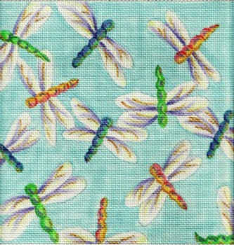 ab161 A. Bradley dragonflys 10 x 10  13 Mesh With stitch guide by Cynthia Thomas