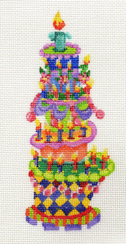 ab235 A. Bradley crazy mad hatter cake	6 x 3 18 Mesh With SG23 stitch guide by Cynthia Thomas