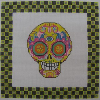 ab327a A. Bradley day of the dead skull #4 larger 10 x 10 18 Mesh