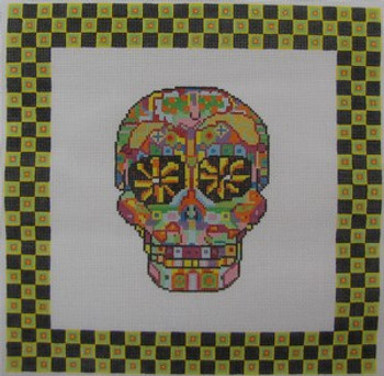 ab326a A. Bradley day of the dead skull #3 larger 10 x 10  18 Mesh