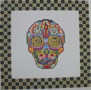 ab325a A. Bradley day of the dead skull #2 larger 10 x 10  18 Mesh