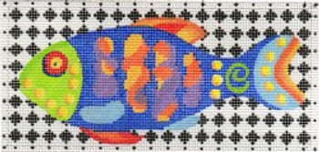 ab313 A. Bradley colorful fish insert 6 x 2.75 18 Mesh 