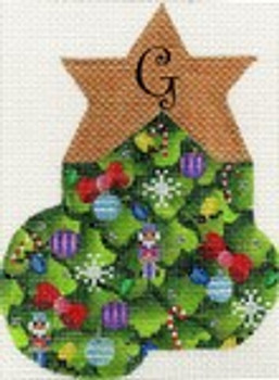 ab393g A. Bradley Christmas tree alphabet mini sock G  3 x 5 18 Mesh