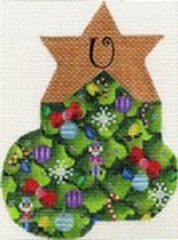 ab393u A. Bradley Christmas tree alphabet Mini-Sock U  3 x 5 18 Mesh