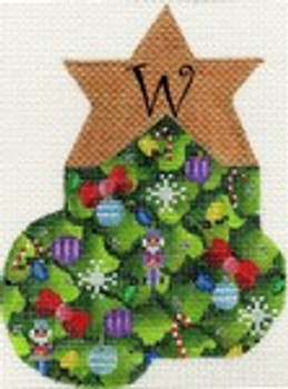 ab393w A. Bradley Christmas tree alphabet Mini-Sock W  3 x 5 18 Mesh