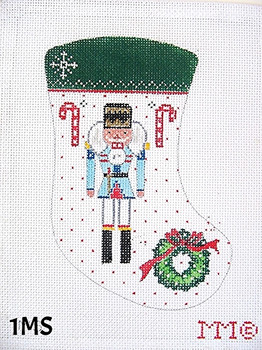 Stocking 4” x 6” 18 Mesh 1MS Nutcracker & Wreath MM Designs