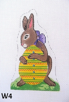 EASTER VICTORIAN BUNNY W4 Standing Brown Egg  3" x 5" 18 Mesh MM Designs