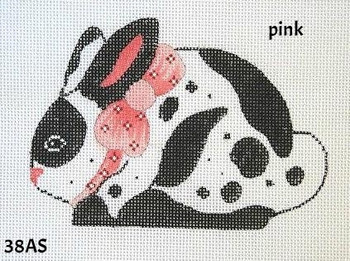 EASTER 38AS Bunny Pink Bow/ Black & White 4" x 6" 18 mesh ONE-SIDED MM Designs