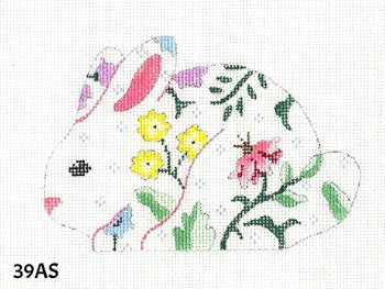 EASTER 39AS Easter: Bunny/ Assorted Flowers - 4" x 6" 18 mesh ONE-SIDED MM Designs