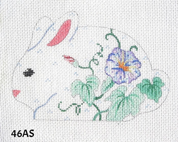 EASTER 46AS Easter/ Bunny/ Lavender Morning Glories- 4" x 6" 18 mesh ONE-SIDED MM Designs