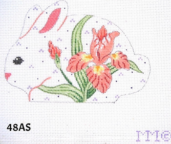 EASTER 48AS  Bunny/Coral Irises- 4" x 6" 18 mesh ONE-SIDED MM Designs