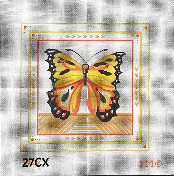 Miniature 27CX Monarch Butterfly/ Hearts Border - 6" sq. 13 Mesh MM Designs