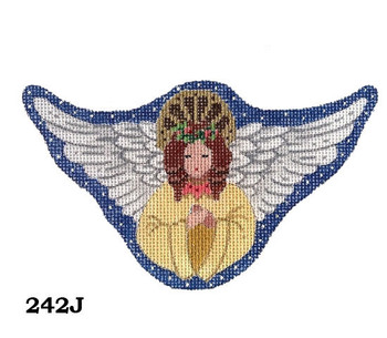 Christmas Shaped 242J Snow Queen Angel/Gold Robe- 3 1⁄2” x 6 1⁄2” on 18 mesh MM Designs