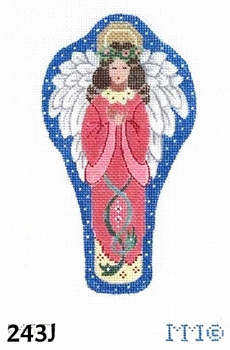 Christmas Shaped 243J Snow Queen Angel Praying- 6 1⁄2” x 9” on 18 mesh MM Designs