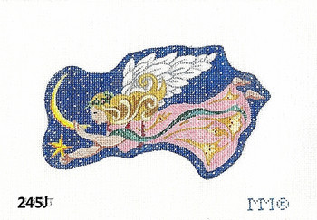 Christmas Shaped 245J Snow Queen Holding Star & Crescent Moon- 4” x 7” on 18 mesh MM Designs