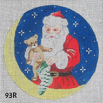 Christmas 4 1/2" Round 93R Santa, Teddy Bear & Stocking/ Crescent Moon 18 Mesh MM Designs