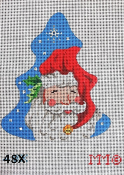 MM Designs Tree-Shaped 48X Santa Dark Blue Bkgd.  4" x 5"  18 Mesh