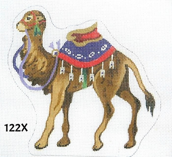 Nativity 122X Standing Camel/ Red & Purple Trappings- 5 1/2" x 6" 18 Mesh MM Designs