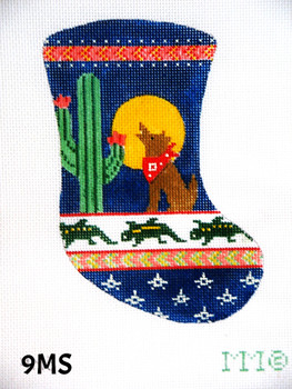 Stocking 4" x 6" 18 Mesh 9MS Coyote, Cactus & Full Moon/ Blue, Green, Red MM Designs