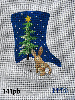 Stocking 4" x 6" 18 Mesh 141PB Bunny & Fir Tree/ Blue Night & Snowflakes MM Designs