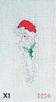 Shaped Christmas Ornament X1 Santa/ Red Dots on White Bkgd. 2 ½” x 6 ½” 18 Mesh MM Designs
