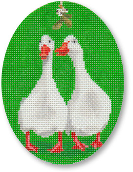 SC-XO 03 Mistletoe Geese 18 Mesh 3.75 x 5" Scott Church Creative