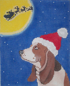 SC-PL 29 Basset Hound Christmas 18 Mesh 5.5 x 6.75" Scott Church Creative