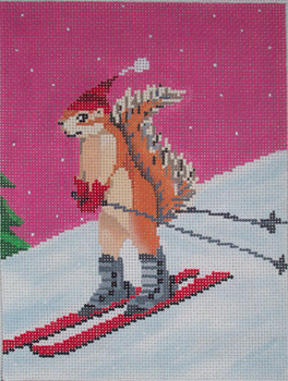 SC-PL 32 Skiing Squirrel 18Mesh  5.25 x 7" Scott Church Creative