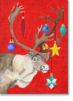 SC-PL 19 Reindeer Decorated 13 Mesh 9.5 x 11.75" Scott Church Creative