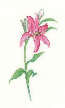 HCK1252 Heritage Crafts Kit Pink Lily 4" x 8"; Aida; 14ct 