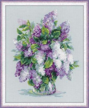 RL1447 Riolis Cross Stitch Kit Gentle Lilac 9.5" x 11.75"; Aida; 14ct 