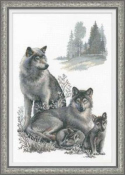 RL100021  Riolis Cross Stitch Kit Wolves 16" x 24"; Aida; 14ct 