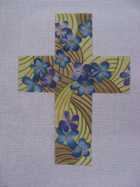 Ann Wheat Pace 101BB Large Cross 18 Mesh 6.75"x 9" Blue Violets