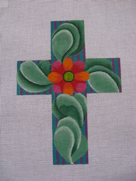 Ann Wheat Pace 105BA  Large Cross 18 Mesh 6.75"x 9"` Cactus Flower