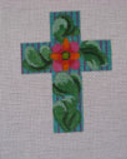 Ann Wheat Pace 102BA Small Cross 18 Mesh 2.5" x 3.5"Cactus Flower 