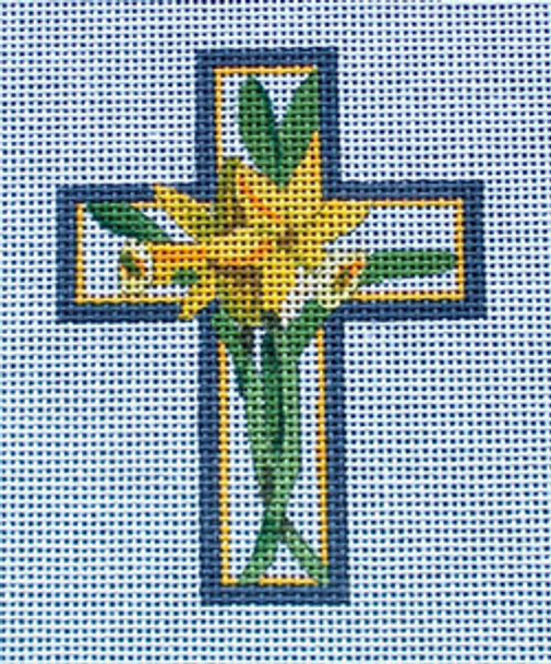 Ann Wheat Pace 102AM Small Cross 18 Mesh 2.5" x 3.5" Daffodils