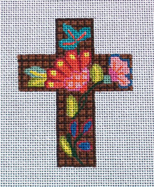 Ann Wheat Pace 102AN Small Cross 18 Mesh 2.5" x 3.5" antasy Flowers